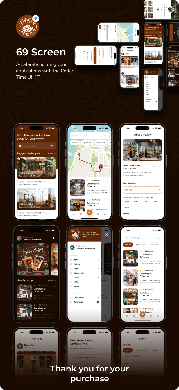 CoffeeTime -  Coffee, Food, Drink App UI Kit - 4