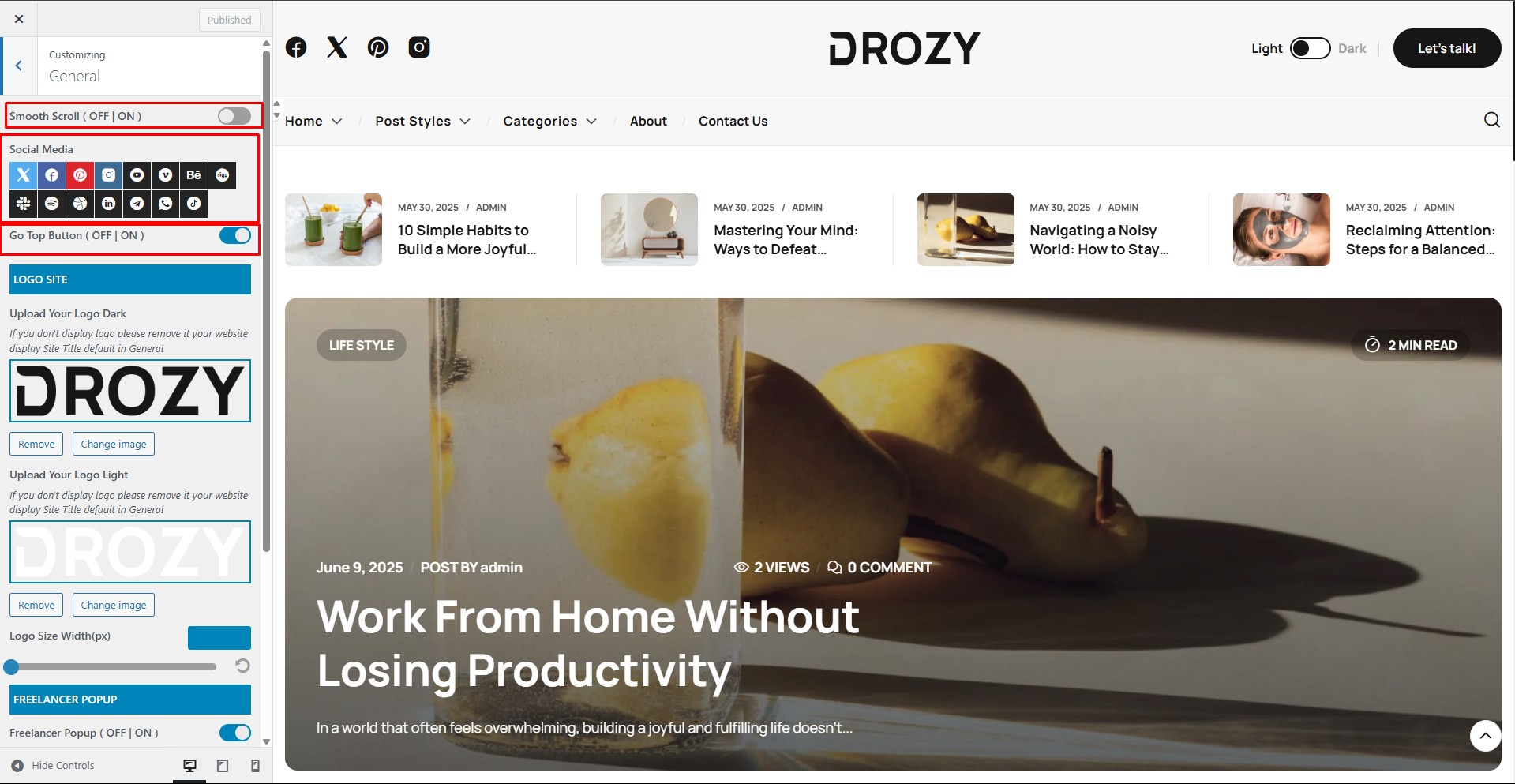 Site Display Screenshot