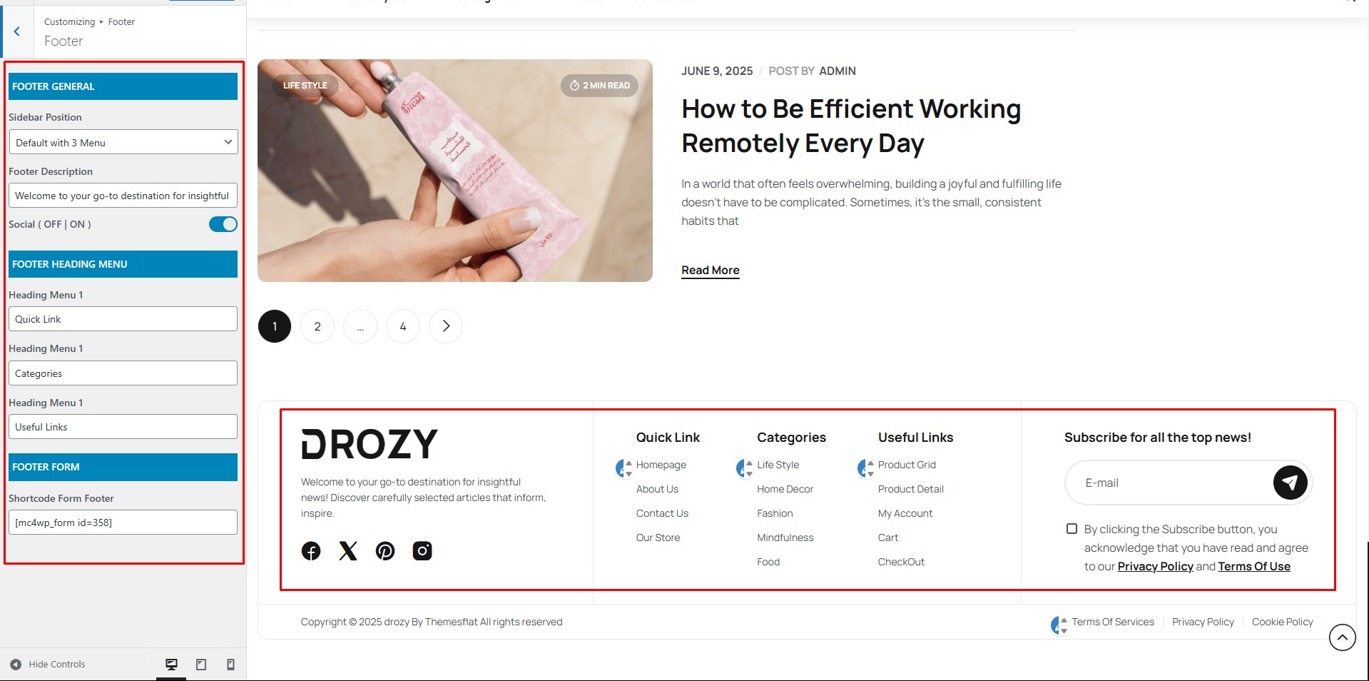 Footer Menu Widgets