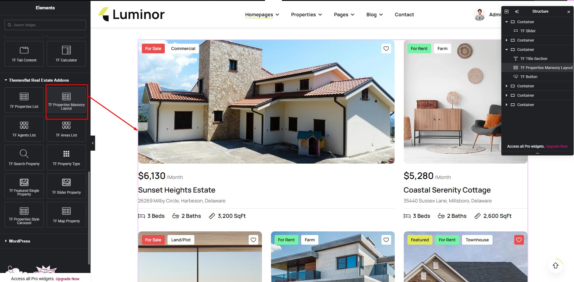 TF Properties Masonry Layout