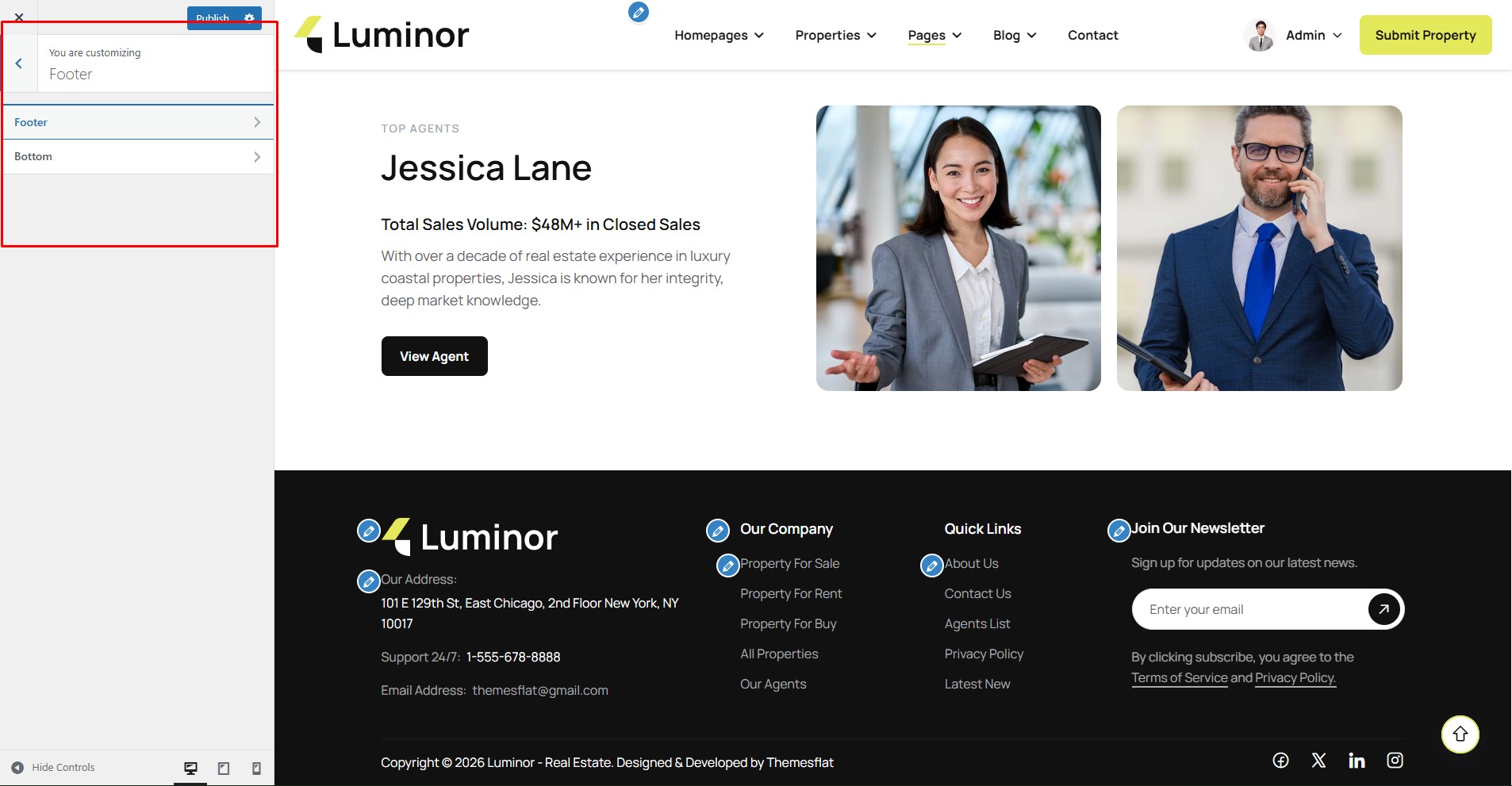 Footer Customize Page
