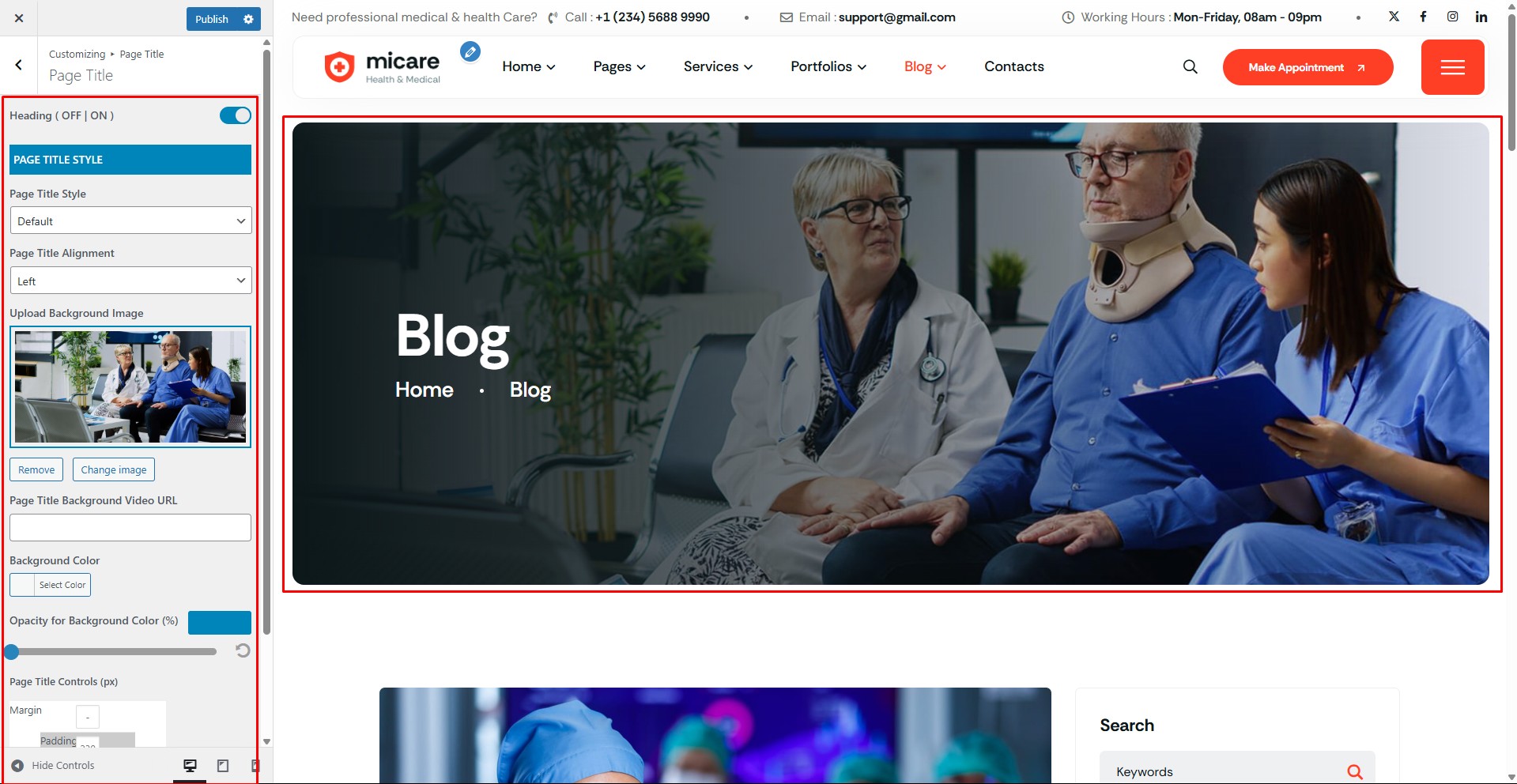 Page Title Layout Settings