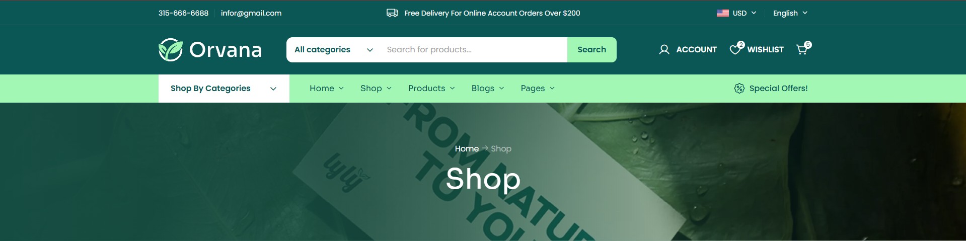 Shop Page Title