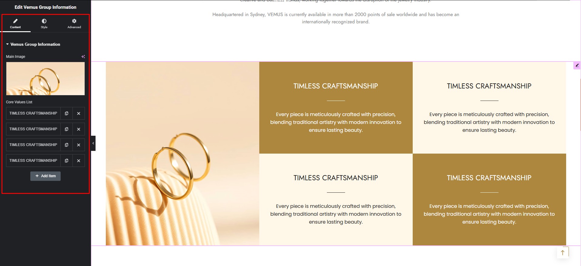 Vemus Group Information Customize