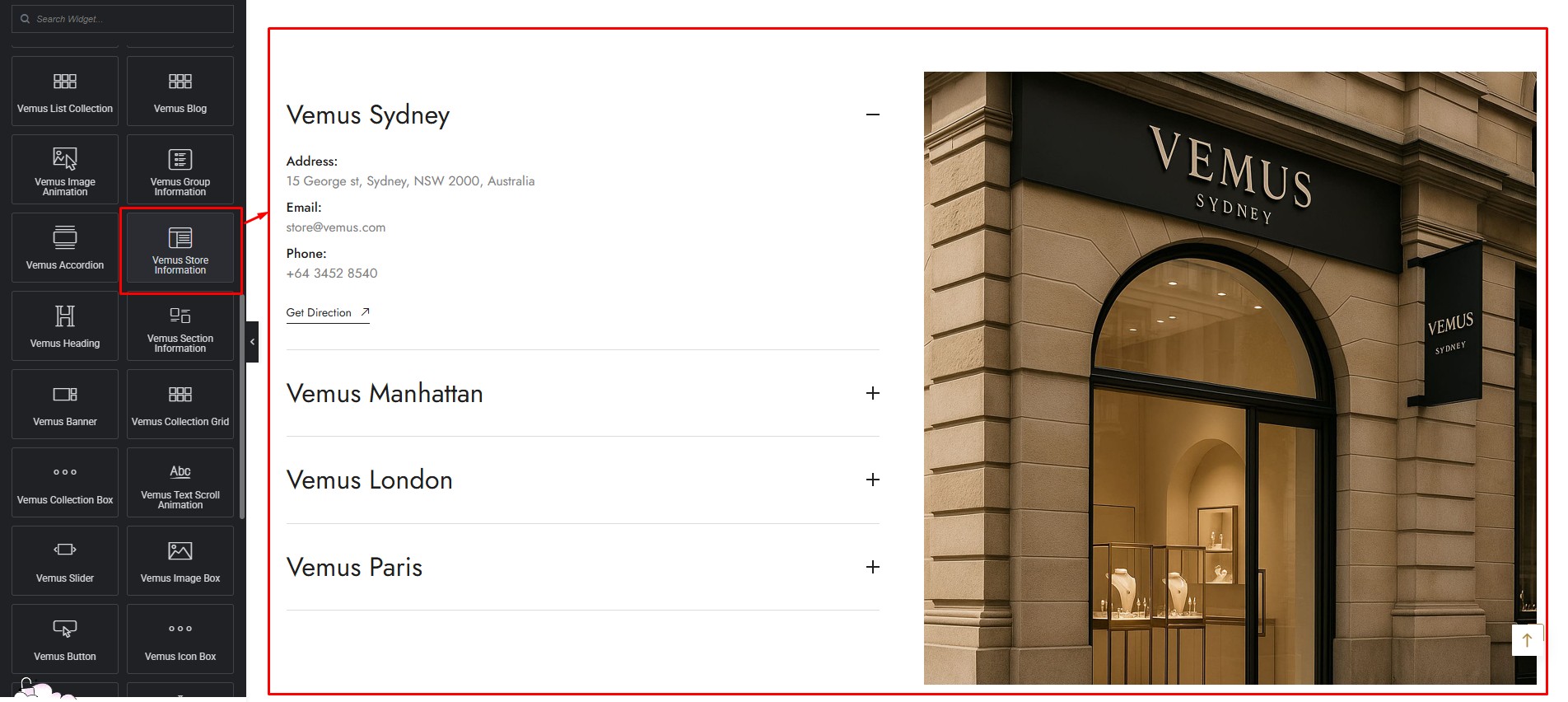 Vemus Store Information Build