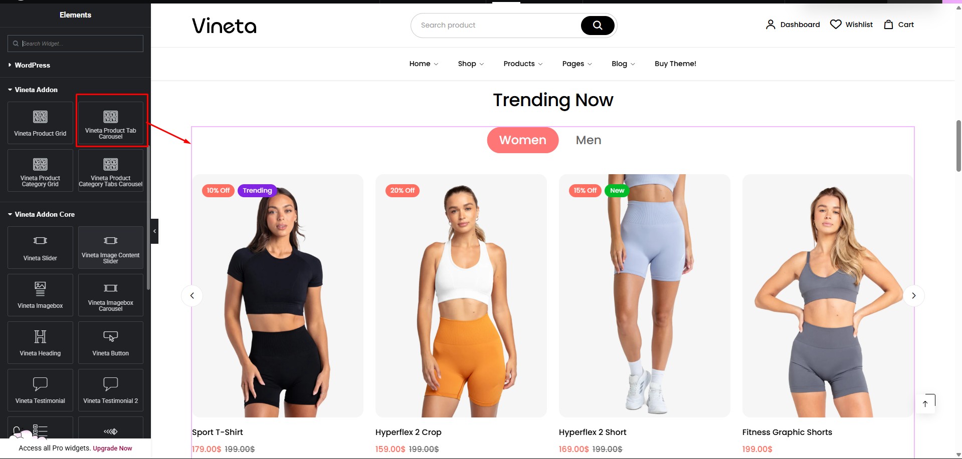 Vineta Product Tab Carousel