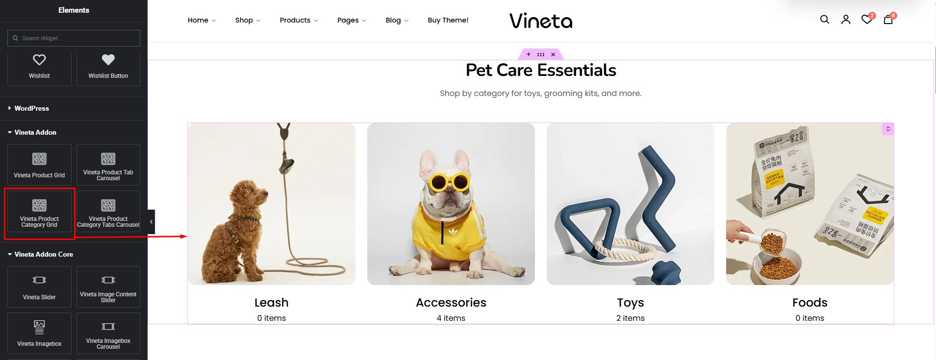 Vineta Product Category Grid