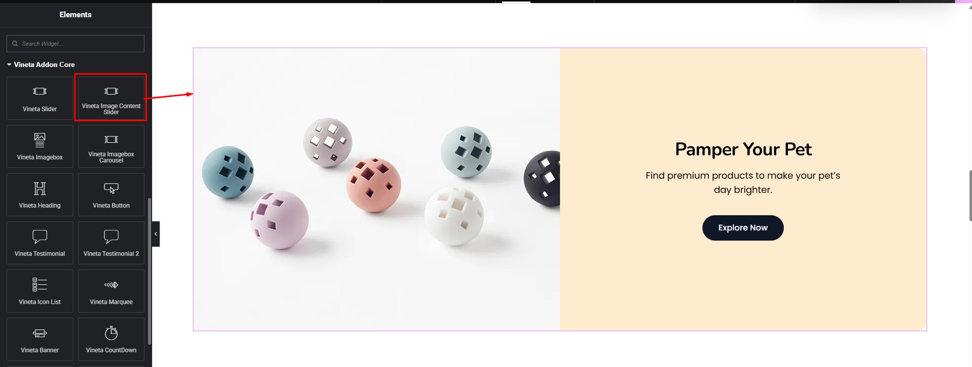 Vineta Image Content Slider