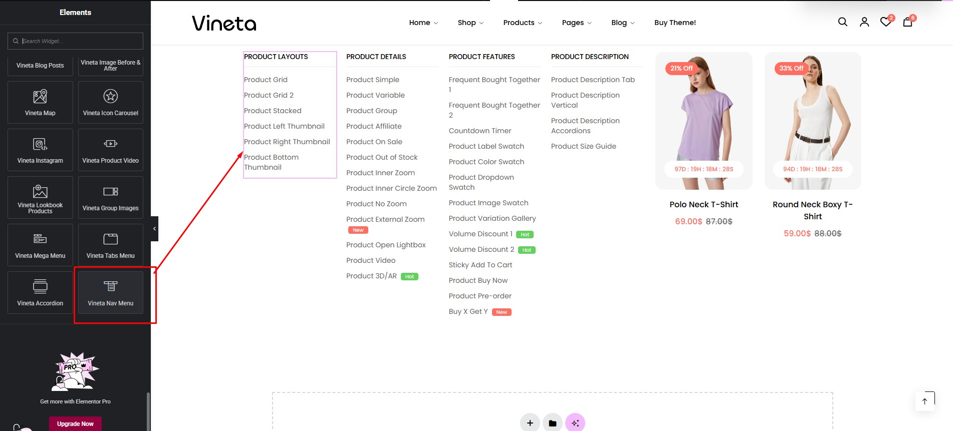 Vineta Nav Menu Build