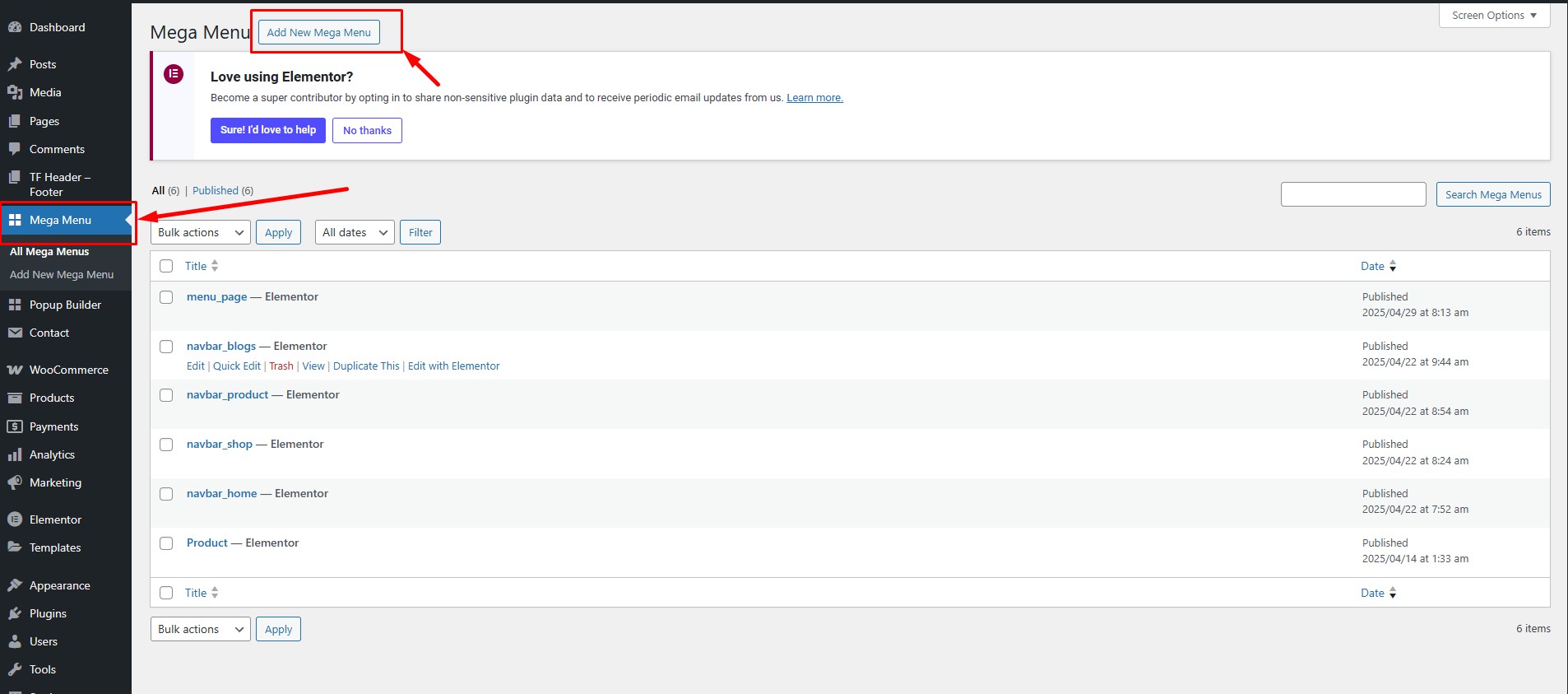 Add new Mega Menu template