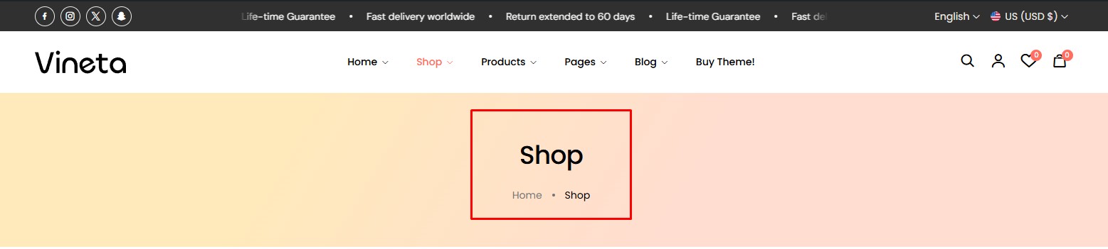 Shop Page Title