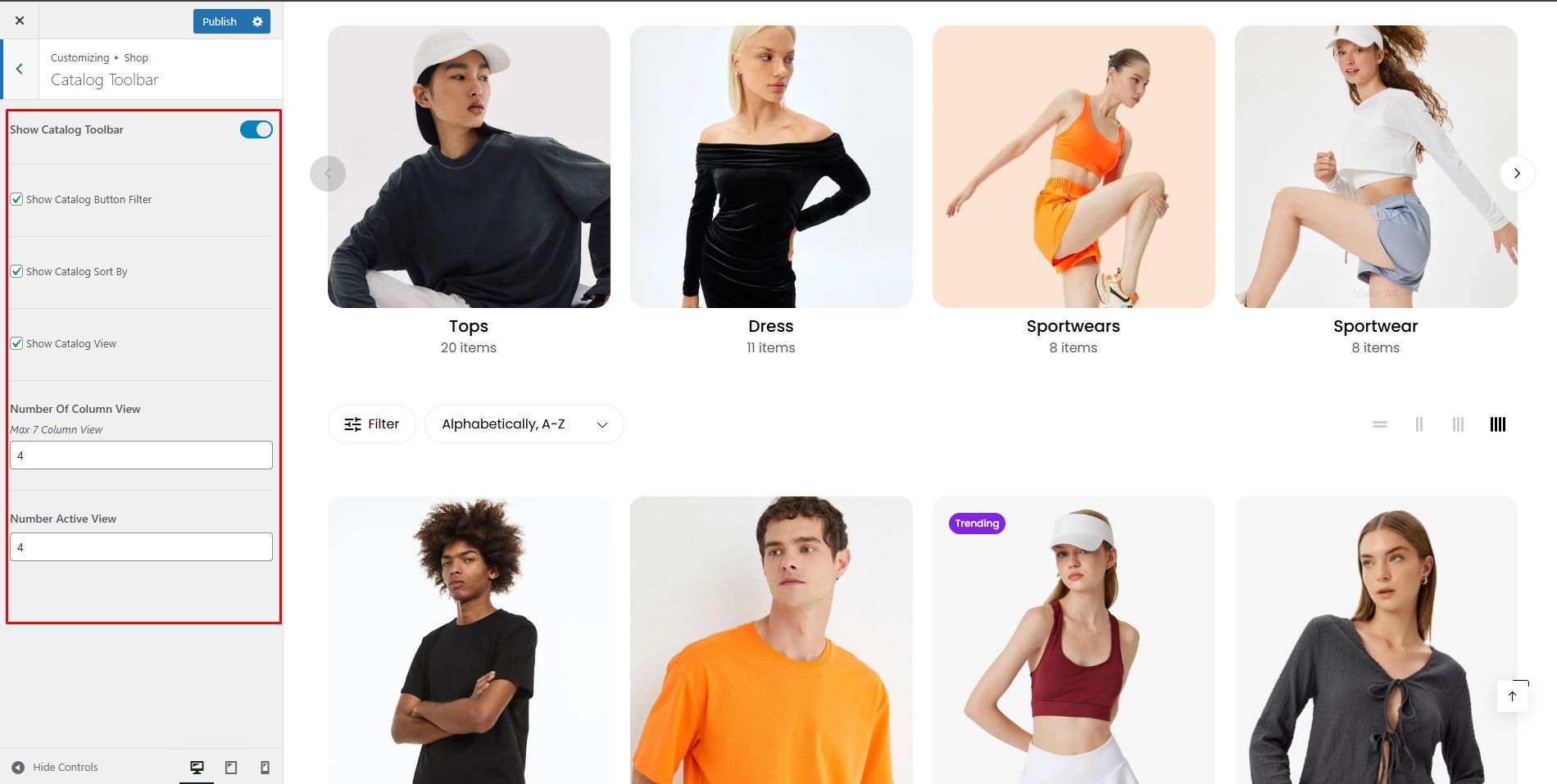 Catalog Toolbar