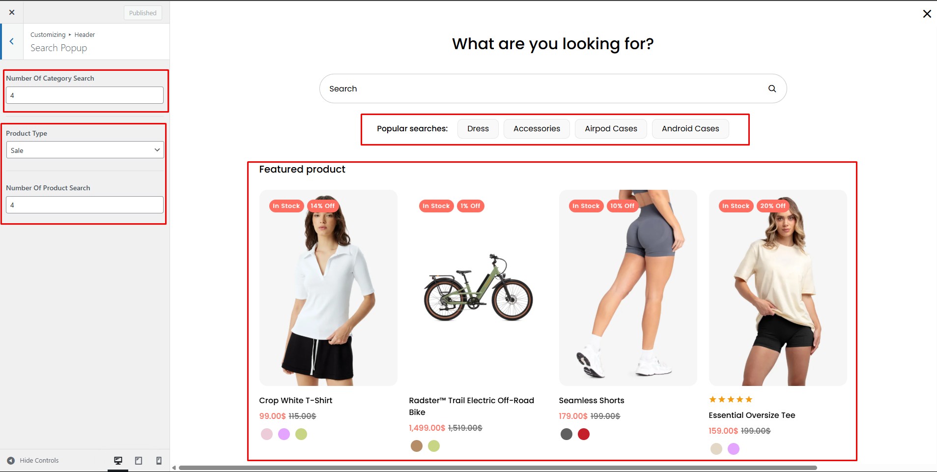 Search Popup Screenshot