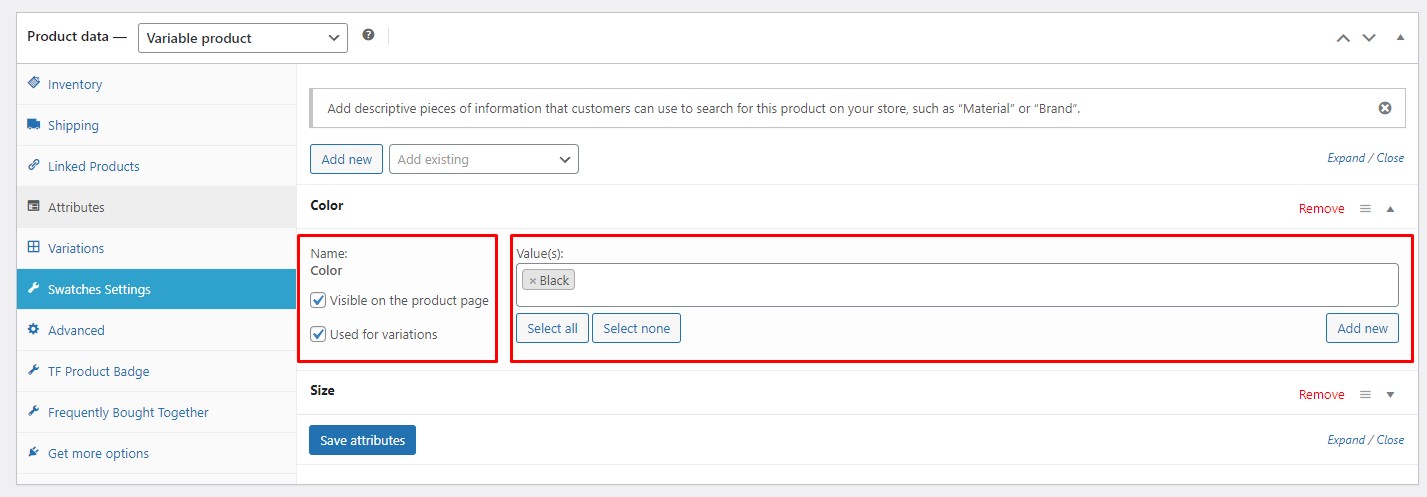 Attribute values