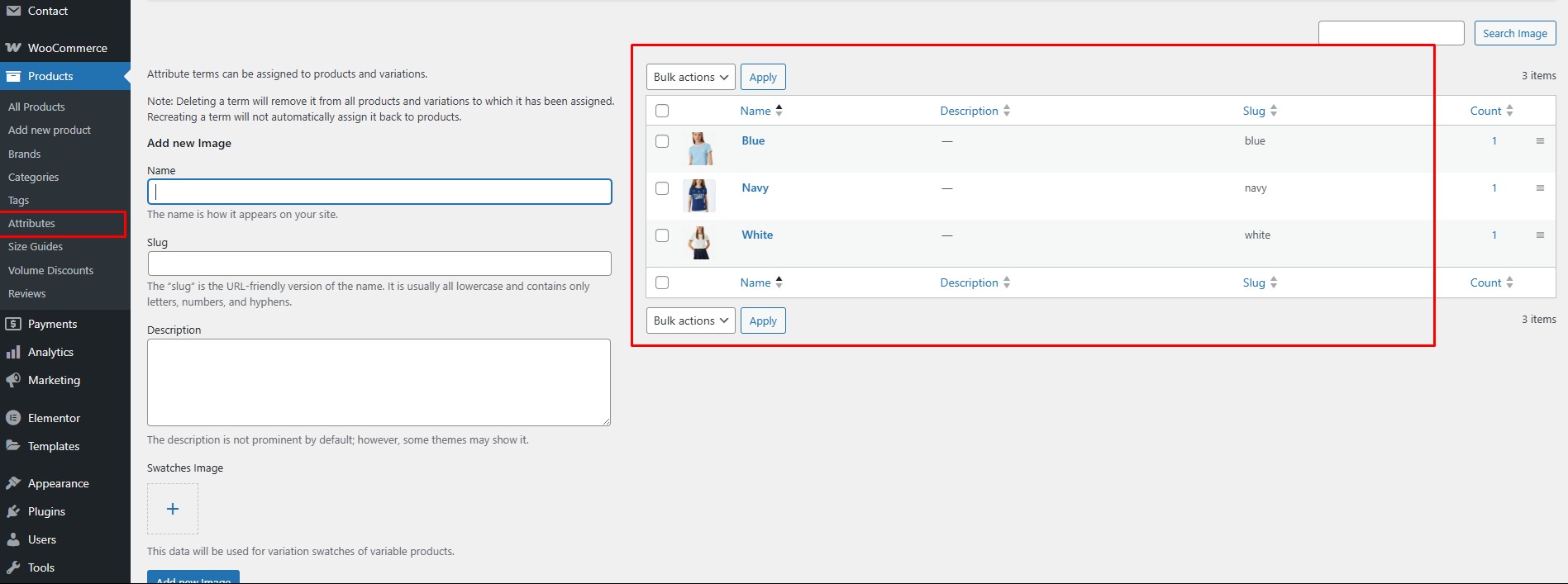 Create Image Attribute
