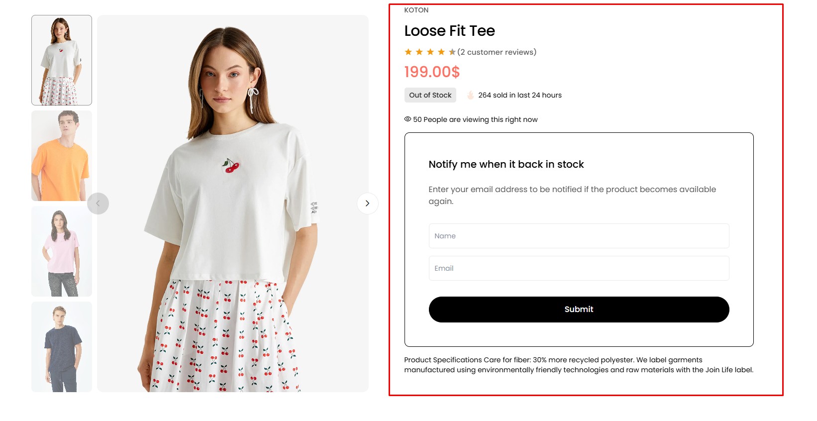 Out of Stock Notification