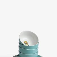 12 Piece Teal Blue Sausage Dog Dinner Set